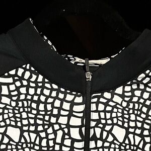 Women’s Black & White Grid Zip-Up Hoodie